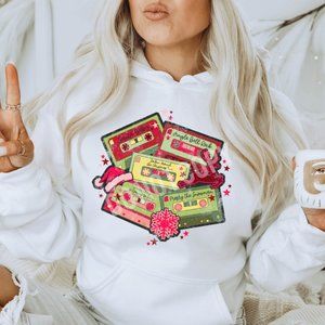 Classic Christmas Music Tapes Unisex Graphic Hoodie Sweatshirt